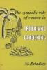 Olive green background with black line drawing on left of a traditional indigenous hut made of reeds, with a palm tree, left and in front a topless indigenous woman wearing a grass skirt, and holding a naked baby on her hip. She is standing in front of a heap of large vegetables, and behnd her are 2 baskets. Part of the book title, `trobriand gardening''  is in white outlined capital letters. The author's name is at the bottom right, in black italics lettering.