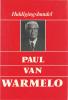 The cover background is bright red, with 4 white horizontal lines dividing the design into blocks. In the centre , a black-and-white head-and-shoulders photo is placed of the person to whom this volume is dedicated, Paul van Warmelo. The lettering is all in white, with the name of van Warmelo in bold capital latters.